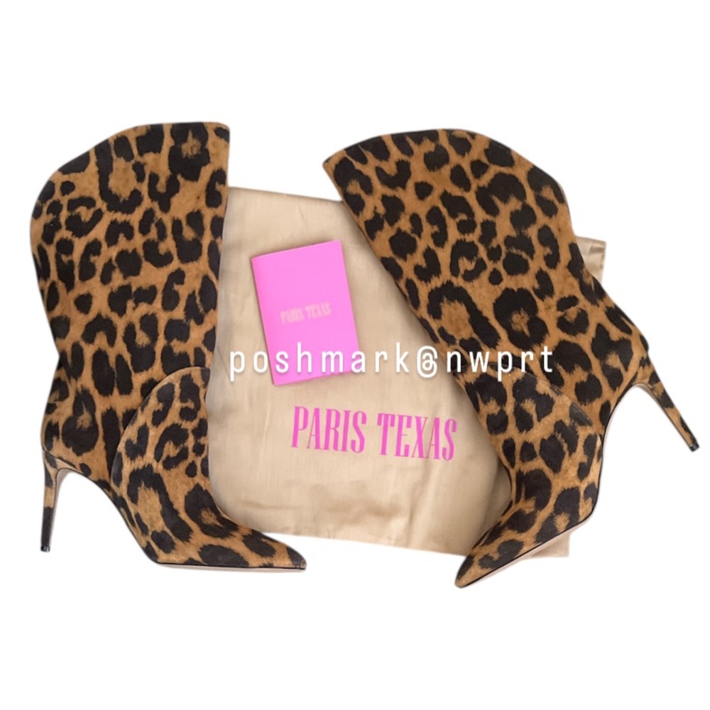 NEW 🐆 Paris Texas Gaia Leopard Print Boots High Heel Cult Black Brown 38 7 - Picture 4 of 16